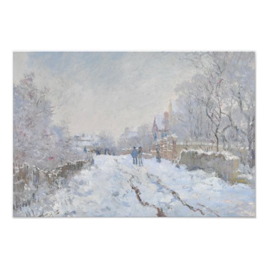 Claude Monet - Snow Scene in Argenteuil Foto Afdruk (Voorkant)