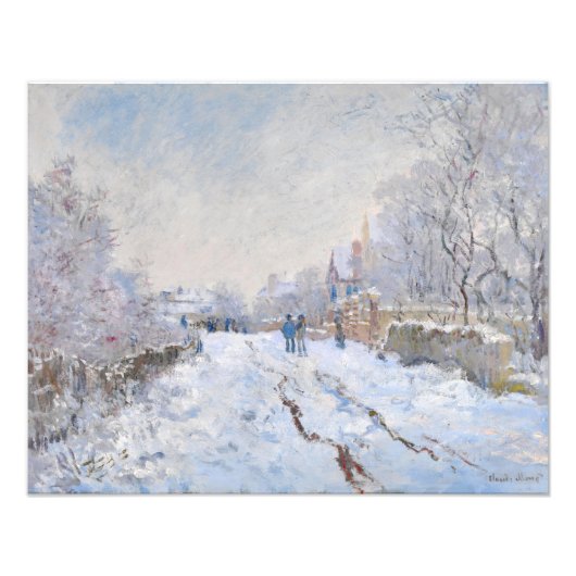 Claude Monet - Snow Scene in Argenteuil Foto Afdruk (Voorkant)