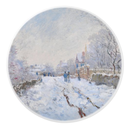 Claude Monet - Snow Scene in Argenteuil Keramische Knop (Voorkant)
