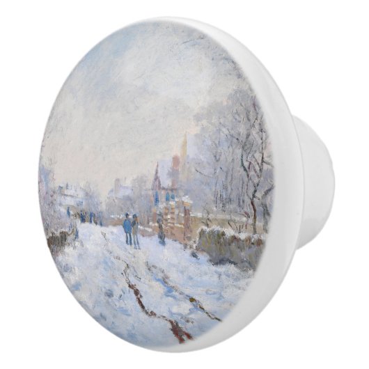 Claude Monet - Snow Scene in Argenteuil Keramische Knop (Rechts)