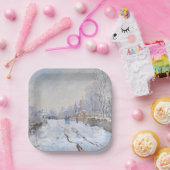 Claude Monet - Snow Scene in Argenteuil Papieren Bordje (Feest)