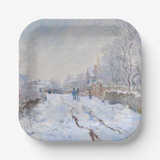 Claude Monet - Snow Scene in Argenteuil Papieren Bordje (Voorkant)