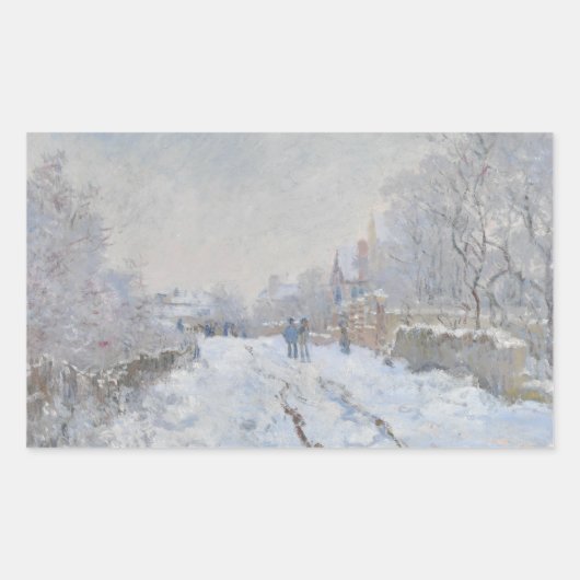Claude Monet - Snow Scene in Argenteuil Rechthoekige Sticker (Voorkant)