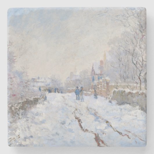 Claude Monet - Snow Scene in Argenteuil Stenen Onderzetter (Voorkant)