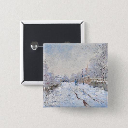 Claude Monet - Snow Scene in Argenteuil Vierkante Button 5,1 Cm (Voorkant /achterkant)