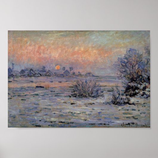 Claude Monet Soleil d'hiver à Lavacourt Wintersun Poster (Voorkant)