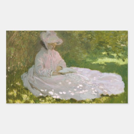 Claude Monet - Springtime Rechthoekige Sticker (Voorkant)