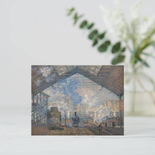 Claude Monet - St. Lazare Station buiten uitzicht Briefkaart (Staand voorkant)