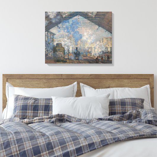 Claude Monet - St. Lazare Station buiten uitzicht Canvas Afdruk (Insitu (Slaapkamer))