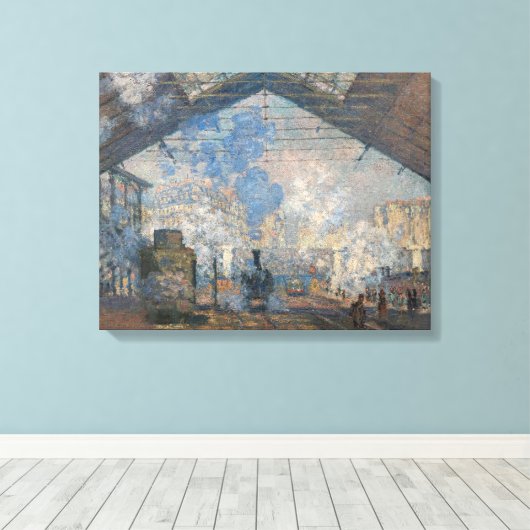 Claude Monet - St. Lazare Station buiten uitzicht Canvas Afdruk (Insitu (Houten vloer))