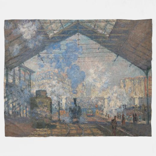 Claude Monet - St. Lazare Station buiten uitzicht Fleece Deken (Voorkant (Horizontaal))