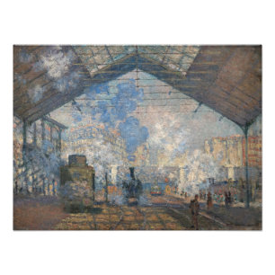 Claude Monet - St. Lazare Station buiten uitzicht Foto Afdruk