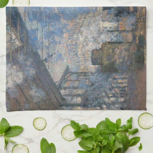 Claude Monet - St. Lazare Station buiten uitzicht Theedoek (Gevouwen)