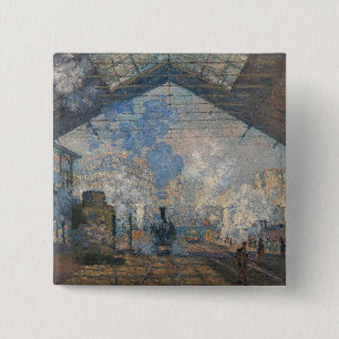 Claude Monet - St. Lazare Station buiten uitzicht Vierkante Button 5,1 Cm