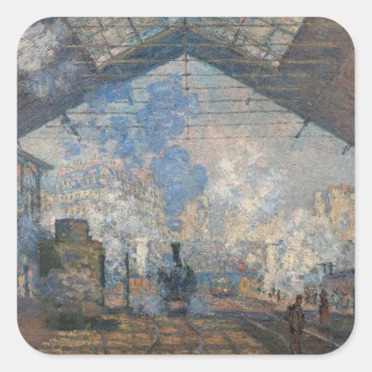 Claude Monet - St. Lazare Station buiten uitzicht Vierkante Sticker (Voorkant)