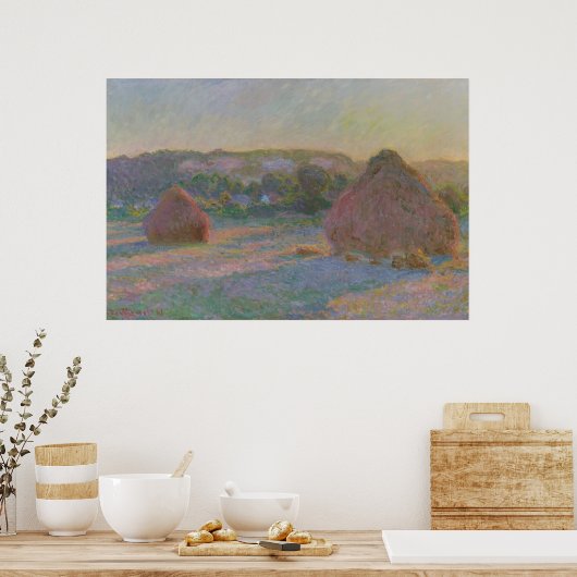 Claude Monet Stacks of Wheat (einde van de zomer)  Poster (Keuken)