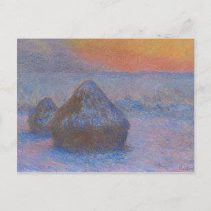 Claude Monet - Stacks of Wheat - Sunset, Snow Briefkaart