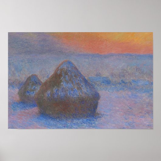 Claude Monet - Stacks of Wheat - Sunset, Snow Poster (Voorkant)