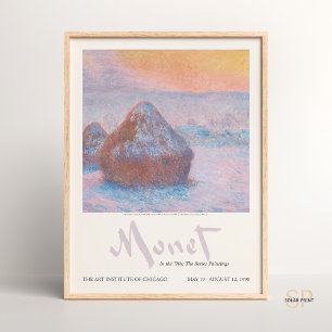 Claude Monet Stacks van Tarwe Sunset Sneeuweffect Poster
