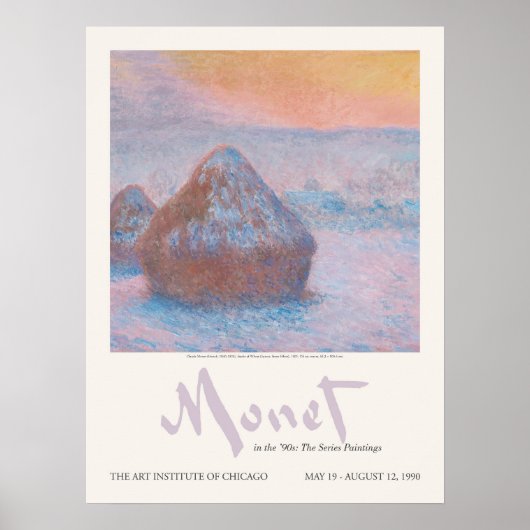 Claude Monet Stacks van Tarwe Sunset Sneeuweffect Poster (Voorkant)