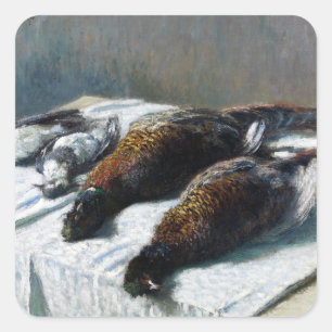 Claude Monet still Life with Pheasants and Plovers Vierkante Sticker