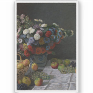 Claude Monet - Stilleven met bloemen en fruit Sticker