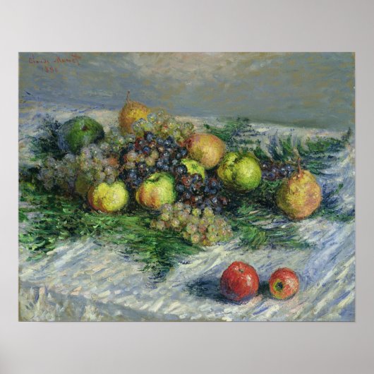 Claude Monet | Stilleven met peren en druiven Poster (Voorkant)