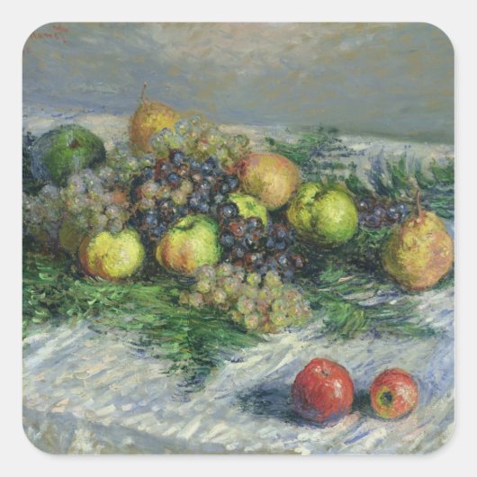 Claude Monet | Stilleven met peren en druiven Vierkante Sticker (Voorkant)