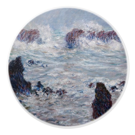 Claude Monet - Storm van de Belle-Ile-kust Keramische Knop (Voorkant)