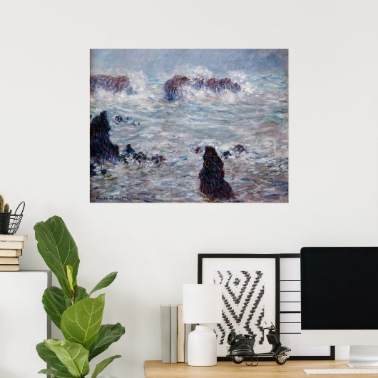 Claude Monet - Storm van de Belle-Ile-kust Poster (Thuiskantoor)