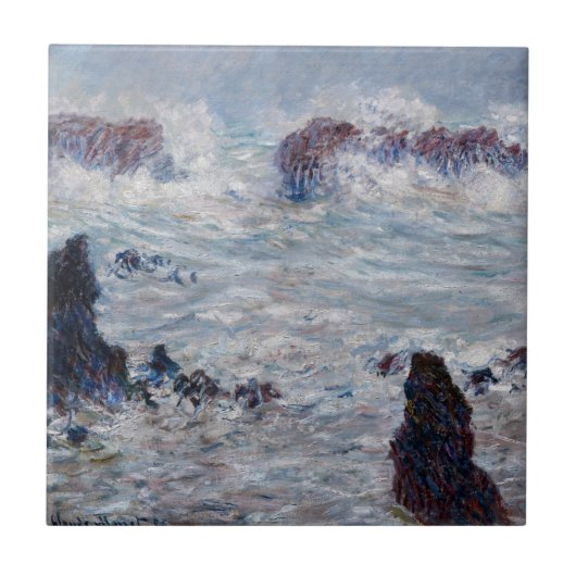 Claude Monet - Storm van de Belle-Ile-kust Tegeltje (Voorkant)