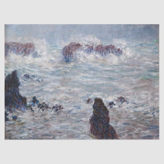 Claude Monet - Storm van de Belle-Ile-kust Tissuepapier (Voorkant)