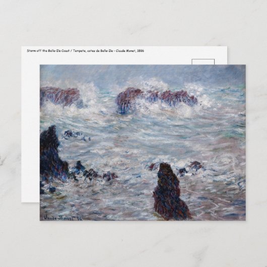 Claude Monet - Storm voor de kust van Belle-Ile Briefkaart (Voorkant / Achterkant)