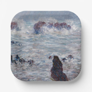 Claude Monet - Storm voor de kust van Belle-Ile Papieren Bordje