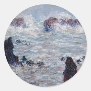 Claude Monet - Storm voor de kust van Belle-Ile Ronde Sticker