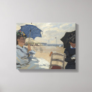 Claude Monet strand scène Canvas Afdruk