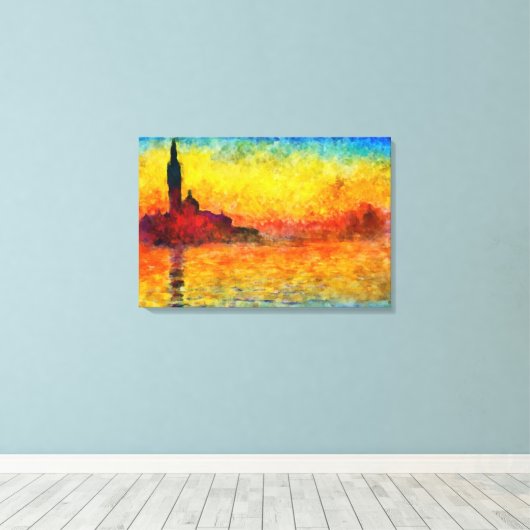 Claude Monet Sunset in Venetië Impressionistische Canvas Afdruk (Insitu (Houten vloer))