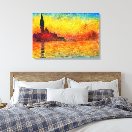 Claude Monet Sunset in Venetië Impressionistische Canvas Afdruk (Insitu (Slaapkamer))