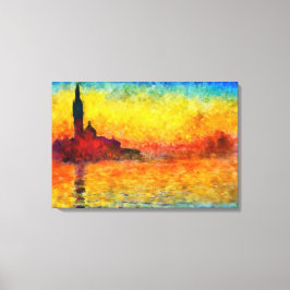 Claude Monet Sunset in Venetië Impressionistische  Canvas Afdruk