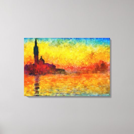 Claude Monet Sunset in Venetië Impressionistische Canvas Afdruk (Voorkant)