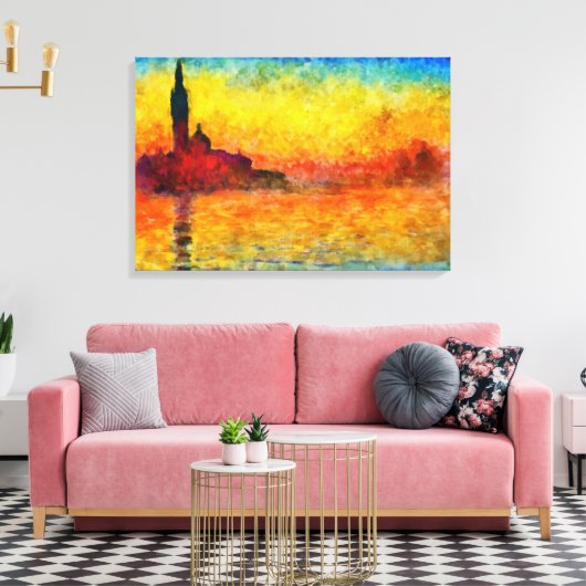 Claude Monet Sunset in Venetië Impressionistische Canvas Afdruk (Insitu (Woonkamer))