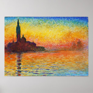 Claude Monet Sunset in Venetië Impressionistische  Poster