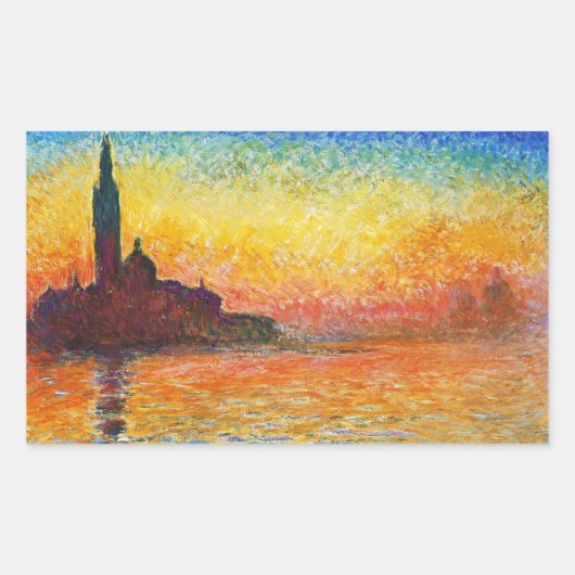 Claude Monet Sunset in Venetië Impressionistische  Rechthoekige Sticker (Voorkant)