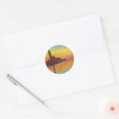 Claude Monet Sunset in Venetië Impressionistische  Ronde Sticker (Envelop)