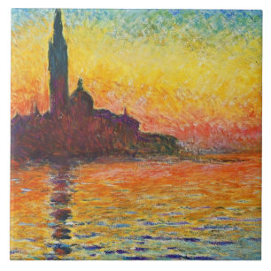 Claude Monet Sunset in Venetië Impressionistische Tegeltje