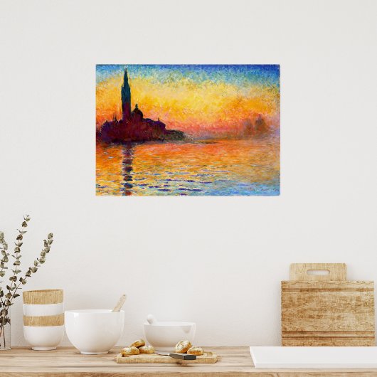 Claude Monet - Sunset in Venetië Poster (Keuken)