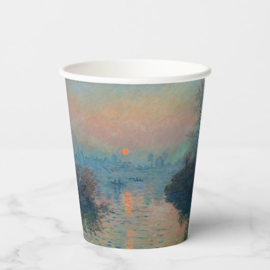 Claude Monet - Sunset on the Seine at Lavacourt Papieren Bekers (Achterkant)