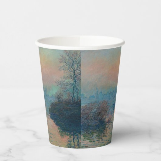 Claude Monet - Sunset on the Seine at Lavacourt Papieren Bekers (Links)