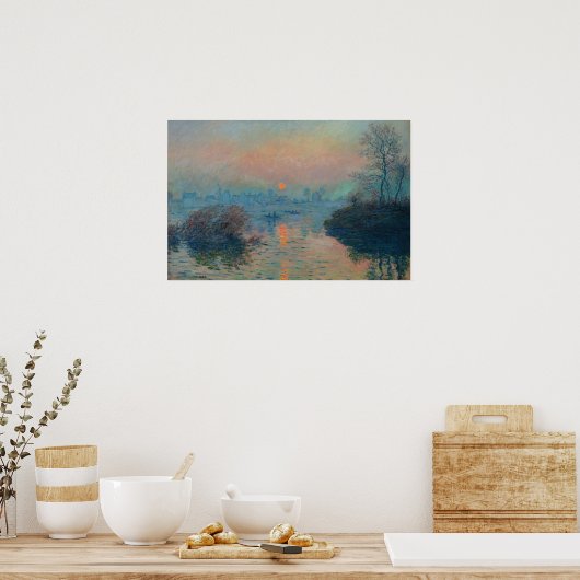 Claude Monet - Sunset on the Seine at Lavacourt Poster (Keuken)