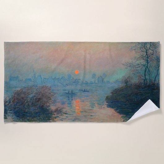 Claude Monet - Sunset on the Seine at Lavacourt Strandlaken (Voorkant)